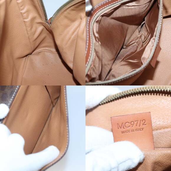 CELINE Macadam Canvas Hand Bag Pvc Leather Brown Gold - Picture 12 of 12